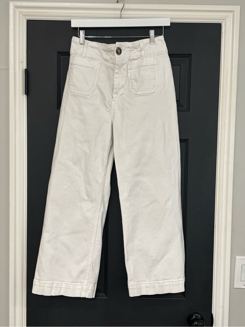 Maeve White Cropped Wide-Leg Pants